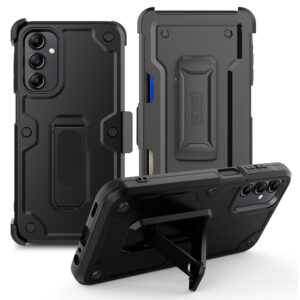 EDGE CLUTCH Series Holster Case w/ Tempered Glass for Samsung Galaxy A15 5G - Black - Image 7