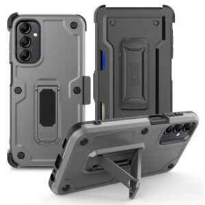 EDGE CLUTCH Series Holster Case w/ Tempered Glass for Samsung Galaxy A15 5G - Gray - Image 12