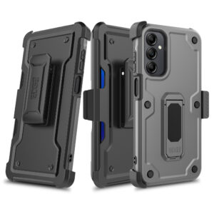 EDGE CLUTCH Series Holster Case w/ Tempered Glass for Samsung Galaxy A15 5G - Gray - Image 10
