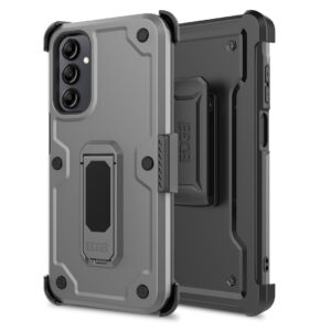 EDGE CLUTCH Series Holster Case w/ Tempered Glass for Samsung Galaxy A15 5G - Gray - Image 11