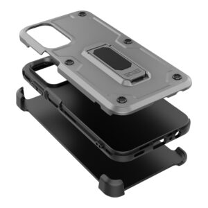EDGE CLUTCH Series Holster Case w/ Tempered Glass for Samsung Galaxy A15 5G - Gray - Image 4