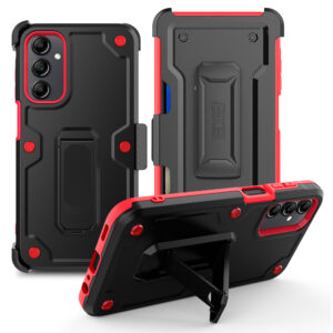 EDGE CLUTCH Series Holster Case w/ Tempered Glass for Samsung Galaxy A15 5G - BlackRed - Image 13