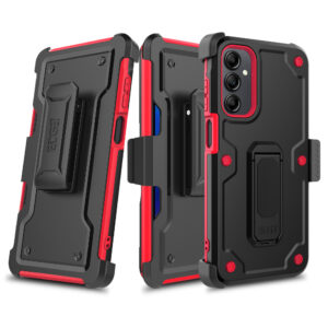 EDGE CLUTCH Series Holster Case w/ Tempered Glass for Samsung Galaxy A15 5G - BlackRed - Image 11