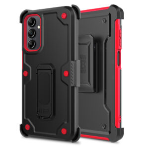 EDGE CLUTCH Series Holster Case w/ Tempered Glass for Samsung Galaxy A15 5G - BlackRed - Image 12