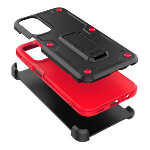 EDGE CLUTCH Series Holster Case w/ Tempered Glass for Samsung Galaxy A15 5G - BlackRed - Image 5