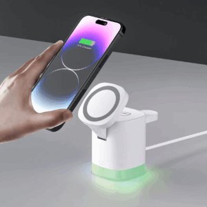 LAX 3-in-1 MagSafe Compatible Compact Wireless Charging Station - White - Image 9