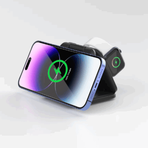 LAX 3-in-1 Magnetic Foldable Wireless Charger for iPhone, Apple Watch, AirPods - Black - Image 5