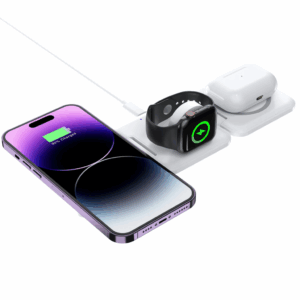 LAX 3-in-1 Magnetic Foldable Wireless Charger for iPhone, Apple Watch, AirPods - White - Image 4