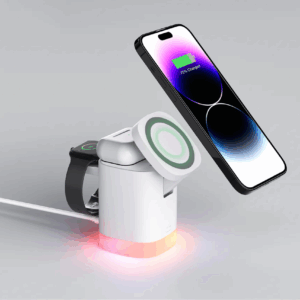 LAX 3-in-1 MagSafe Compatible Compact Wireless Charging Station - White - Image 4