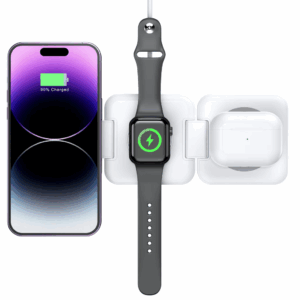 LAX 3-in-1 Magnetic Foldable Wireless Charger for iPhone, Apple Watch, AirPods - White - Image 6