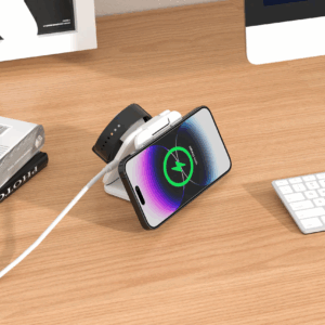 LAX 3-in-1 Magnetic Foldable Wireless Charger for iPhone, Apple Watch, AirPods - White - Image 8