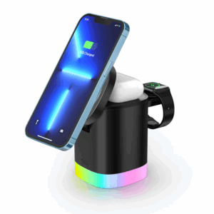 LAX 3-in-1 MagSafe Compatible Compact Wireless Charging Station - Black - Image 3