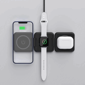 LAX 3-in-1 Magnetic Foldable Wireless Charger for iPhone, Apple Watch, AirPods - Black - Image 9