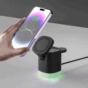 LAX 3-in-1 MagSafe Compatible Compact Wireless Charging Station - Black - Image 4