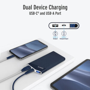 Elixage 10,000 mAh PD 3.0  Power Bank with USB A & USB C Outputs - Blue - Image 6