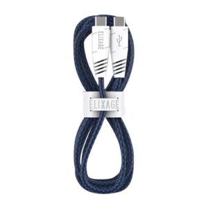 Elixage 6 FT USB-C to USB-C Braided Data Cable – Blue - Image 4