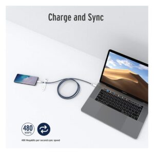 Elixage 6 FT USB-C to USB-C Braided Data Cable – Blue - Image 7