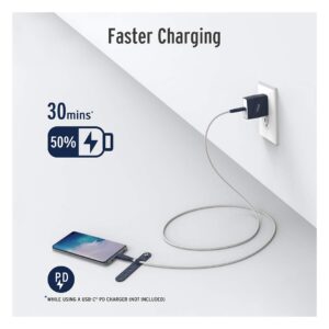 Elixage 6 FT USB-C to USB-C Braided Data Cable – White - Image 4
