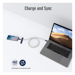 Elixage 6 FT USB-C to USB-C Braided Data Cable – White - Image 8