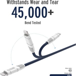 Elixage 6 FT USB-C to Lightning Braided Data Cable - Blue - Image 3