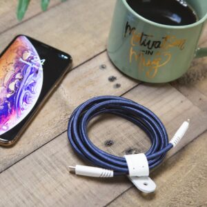 Elixage 6 FT USB-C to Lightning Braided Data Cable - Blue - Image 7