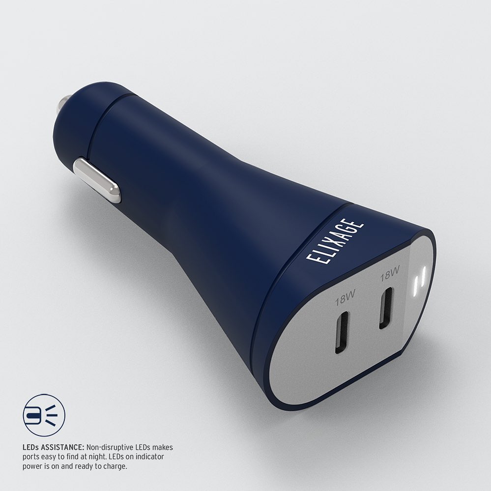 Dual Car Adapter – Blue 2