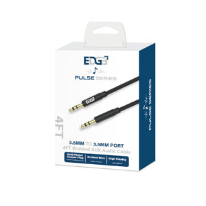 Edge Pulse Series 3.5mm to 3.5mm Port 4 Ft Braided Aux Audio Cable - Black - Image 4