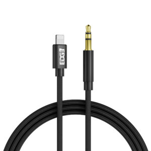 Edge Pulse Series Lightning to 3.5mm Port 4 Ft Braided Aux Audio Cable - Black