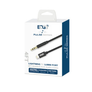 Edge Pulse Series Lightning to 3.5mm Port 4 Ft Braided Aux Audio Cable - Black - Image 5