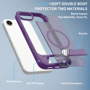 EDGE Mag Pro Case with Kickstand for iPhone 16E / 17E - Purple - Image 7