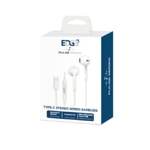 Edge Pulse Series Type-C Stereo Wired Earbuds - White - Image 2
