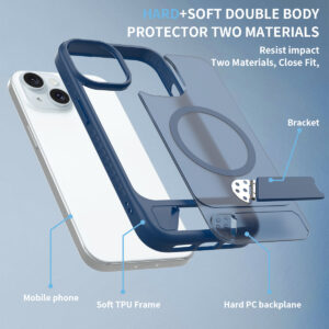 EDGE Mag Pro Case with Kickstand for iPhone 15 / 14 / 13 - Blue - Image 7