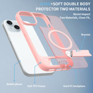 EDGE Mag Pro Case with Kickstand for iPhone 15 / 14 / 13 - Light Pink - Image 7