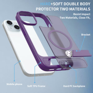 EDGE Mag Pro Case with Kickstand for iPhone 15 / 14 / 13 - Purple - Image 7