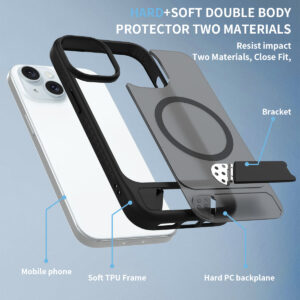 EDGE Mag Pro Case with Kickstand for iPhone 15 / 14 / 13 - Black - Image 7