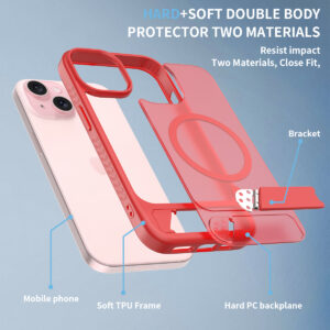 EDGE Mag Pro Case with Kickstand for iPhone 16E / 17E - Red - Image 7